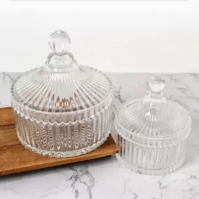 Glass Jar with crystal lid for candle making